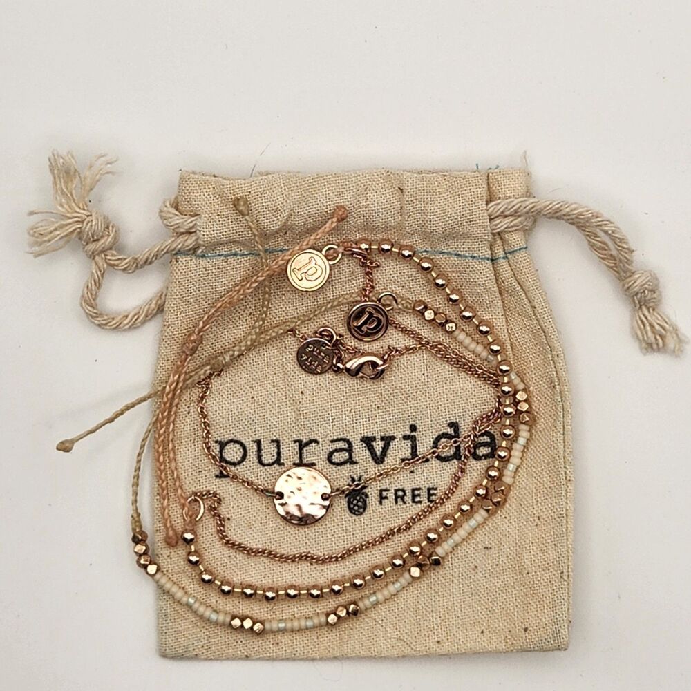 Pura Vida Aspyn Ovard The Gold Rush Pack Rose Gold 3 Bracelet Set L